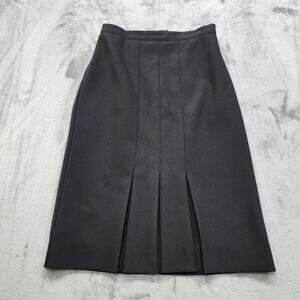 Vintage 80s GW Originals Skirt Women S Black Pleated Knee Length Back Zip Preppy